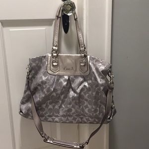 Authentic silver Coach purse